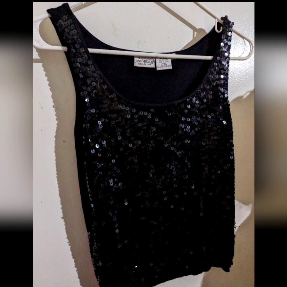 Black sequin tank top